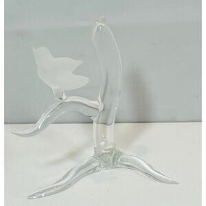 Frabel Studio Signed FS 2004 J Small Bird On Branch Glass Figurine Sculpture